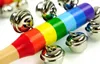 18cm Cartoon Baby Rattle Rainbow Rattles med Bell Träleksaker Orff Instruments Utbildningsleksaker Party Festlig Noise Maker Gifts XD20470