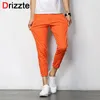 Fashion-Hurtownie- Drizzte Mens Brytyjski Styl Slim Chino Soft Denim Stretch Spodnie Dżdżyste Pomarańczowy Niebieski Szary 32 33 34 36