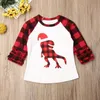 Julflickor Kläder Plaid Toddler T Shirts Ruffle Sleeve Barn Tees Santa Spädbarn Toppar Xmas Baby Kläder 2 Design DW4819