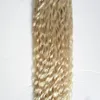 # 613 Blek blond kinky Curly Remy Hair Extensions Keratin Stick Tips Hårförlängningar Förbunden Jag Tipsa Hårförlängning Kapslar Human Fusion