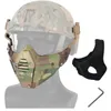 Máscara de tiro Airsoft al aire libre Equipo de protección facial Casco rápido táctico Máscara de montaje en riel lateral con banda para la cabeza NO03-313