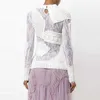 編み物の中空編み物女性のセーター長袖パッチワークレースホワイトプルオーバー女性秋のファッション潮2019