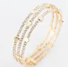 Elegant Women Bangle 3 row Wristband Bracelet Crystal Cuff Bling Lady Gift Bracelets & Bangles GB1180