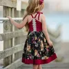 INS Baby girls Floral Backless Sling dress children Flower print princess dresses 2019 summer Fashion boutique Kids Clothing C5752