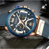 CURREN décontracté Sport montres pour hommes bleu haut marque de luxe militaire en cuir montre-bracelet homme horloge mode chronographe montre-bracelet
