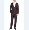 Populaire One Button Groomsmen Peak Lapel Groom Tuxedos Groomsmen Best Man Suit Mens Wedding Suits Epoux (Veste + Pantalon + Cravate) B157