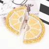 ZHINI Cute Yellow Lemon Stud Earrings for Women Jewelry Vacation Beach Handmade Bead Fruit Crystal Pearl Earrings Christmas Gift