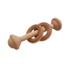 Baby Beech Wooden Teether Rattle Toys Wood Teething Rodent Ring Musical Chew Play Gym Stroller Nursing Gifts Toys