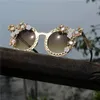 لون القط النساء نظارات حجر الراين حول الأنثى نظارات اليدوية الكريستال الماس نظارات الشمس النظارات FML