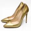 Nieuwe Collectie Goud Designer Hoge Hakken Vrouwen Pumps Zilver Plus Size Lady Jurk Schoenen Puntschoen 12 Cm Bruids Trouwschoenen