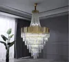 D100/120cm Modern Large Crystal LED Chandelier Gold Luxury Villa Staircases Living Room Hotel Lobby Apartment Pendant Lamps Hanging Lights