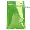 Mylar Zip Lock Pouch Sacs De Stockage Des Aliments Fermeture À Glissière D'étanchéité Sac D'emballage Fleurs Sèches Paquet Pochettes Vert 100 pcs 9*13 cm (3.54*5.11 pouces) Brillant