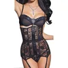 Sexy Corselet Latex Vrouwen Taille Korsetten Cincher Zwart Bloemen Kant Underbust Corset Bustier Gothic Kleding W1611602495