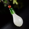 Natuurlijke Chinese Hetian White Jade Orchidee Bloem Hanger Hand-Carved Lanyard Mode Charm Sieraden voor Mannen Dames Gunstige Geschenken