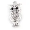 20st / parti 14x26mm (guld, silverfärg) Rhinestones Animal Owl Hang Pendant Charms Fit för DIY Floating Dangle Locket Smycken