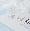 golden genuine S925 Sterling Silver Small stud earrings fashion made in China women cute zircon jewelry for girl factory whole6342819