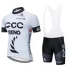 Mens ccc team cykla korta ärmar jersey bib shorts sätter cykel kläder berg andningscykel cykel utomhus sportkläder y21040619