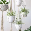 4PCLlot Macrame Plant Hangery Kreatywne projekty ręcznie robione na ścianę wewnętrzną wiszącą sadzarki Uchwyt zakładu nowoczesny boho dekoracja domowa 5315794