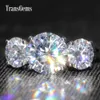 Transgems 14K White Gold 5CTW Center 3CT 9mm en 1CT 65 mm F Color Moissanite Three Stone Moissanite verlovingsring voor vrouwen Y193247941