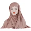 Muzułmański Headscarf Islamski Kapelusz Dla Kobiety Solidna Kolor Bawełniany Głowy Pokrywa Turban Hat Bandana Headwrap Najnowszy