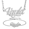 Ensemble de bracelets et colliers en acier inoxydable plaqué or 18 carats pour femmes Kayla Script Lettre Collier ras du cou en or Pendentif Plaque signalétique Cadeau pour elle