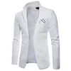 Мужской хлопковый льняной пиджак, приталенный однобортный костюм Homme, повседневный праздничный пиджак для мужчин2890