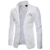 Pamuklu erkek Keten Blazer Ceket Slim Fit Tek Erkek Breasted Kostüm Homme Casual Parti Blazer