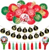 balões de Natal decorativas cadeia de ouro vermelho quente x'mas impressão verde balão de papel ouro negro cartões de Natal balão bandeira de 12 polegadas