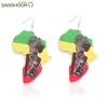 SANSHOOR Misto Personalizzato Stampato su un Lato Mondo Animale Ankh Segno Donna Africana Mappa Orecchini in Legno 6Pairs228K