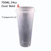 プラスチック製造可能なプラスチックカップ700ml 24oz厚さの冷たい飲み物ジュースコーヒー乳白色のティーカップ