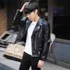Fashion Pu Leather Jacket Spring Men Black Solid Mens Coats Trend Slim Fit Youth Motorcycle