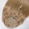 European Brown Horsetail Tight Hole Clip In 120g Natural 613 Straight Double Drawn Drawstring Ponytail Virgin Human Hair Extensions