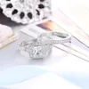 Yhamni 100% 925 Silver Ring White CZ Pierścień Zestaw Luksusowy Vintage Wedding Band Obiecuje Pierścionki Zaręczynowe Biżuteria Prezent dla kobiet KR293 J190715