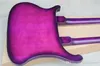 Purple Double Neck 12 String 4 String Electric Guitar con cintura bianca Legatura bianca Servizio personalizzato di alta qualità9787964