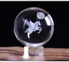 80 mm 3D Laser Arts and Crafts gegraveerde miniatuur Pegasus Crystal Ball Crystal Field Craft Glass Home Decoratie Ornament Birthday Gift