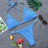 Femmes Sexy maillot de bain maillot de bain Bikini licou maillot de bain jaune bleu rose string brésilien Bikini ensemble boucle réglable haut bas