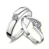 Anillo de diamante de circonio cúbico, anillos de compromiso abiertos y ajustables para parejas, conjuntos de bodas para mujeres y hombres, joyería de moda arenosa