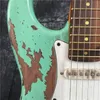 Niestandardowy sklep gitara elektryczna St Relics Guitar Electric, Green, Handmade Artefakty, Prezentacja Rosewood, Darmowa Wysyłka