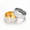 8mm titanium stalen carbide ring met strass heren en vrouwen trouwring band US maat 6 tot 13 kleuren (goud, zilver)