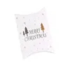 Envoltura de regalo Navidad blanco viento simple galletas de caramelo regalo forma de almohada caja plegable oso alce 3 árboles patrón de feliz navidad 14x10x2 8cm