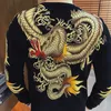 new mens sweater hoodies clothing gold dragon print men pullver erkek kazak club party stage male trui heren