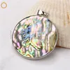 Eenvoudige ronde disc abalone shell organische cabochon hanger boho chique oceaan sieraden regenboog kleuren 5 stuks