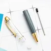 14 Färg Creative Diy Big Empty Tube Ball Point Pennor Metal Pen Selffilling Floating Glitter Dried Flower Crystal Pen Student Writi2235588