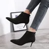 Chic black rhinestone kitten heel bootie 6cm fashion luxury designer women shoes winter boots Size 34 To 40