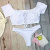 2020 neue Mädchen-Bikinis-Set, Bikini-Badebekleidung, Damen-Badeanzug, solider Druck, niedriger Taillen-Tanga, im Großhandel, Schwarz, Weiß, Dunkelblau