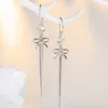 Dangle Kroonluchter 925 sterling zilveren vlinder oorbellen voor Vrouwen zirkoon anti-verloren oor lijn dunne gezicht Oorbellen Koreaanse Mode Si213h