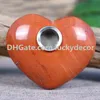 Natural Red Jasper Crystal Puffy Heart Carving 60mm Reiki Rock Minerals Smoking Pipe Polished Red Quartz Semi Precious Gemstone Tobacco Pipe