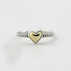 Original 925 Sterling Silver Open Rings for Women Love Heart Gold Tone Metal Adjustable Finger Ring Fine Jewelry Wholesale YMR223