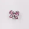 Andy Jewel 925 Sterling Silver Beads Dazzling Pink Butterfly Charm Charms Fits European Pandora Style Jewelry Bracelets & Necklace 797882NCC