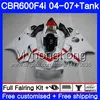 Kropp för Honda CBR 600F4I CBR600 FS CBR600F4I 04 05 06 07 Glansig Vit Hot 281HM.23 CBR 600 F4I CBR600 F4I 2004 2005 2006 2007 FEASIONS KIT